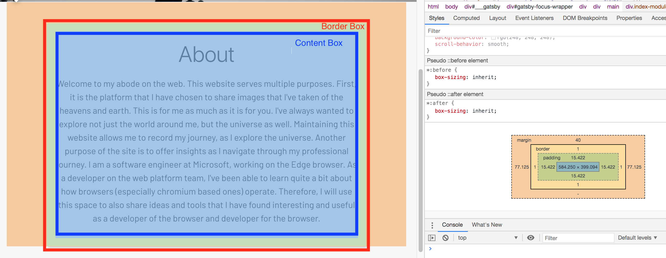 Diagram showing element boxes